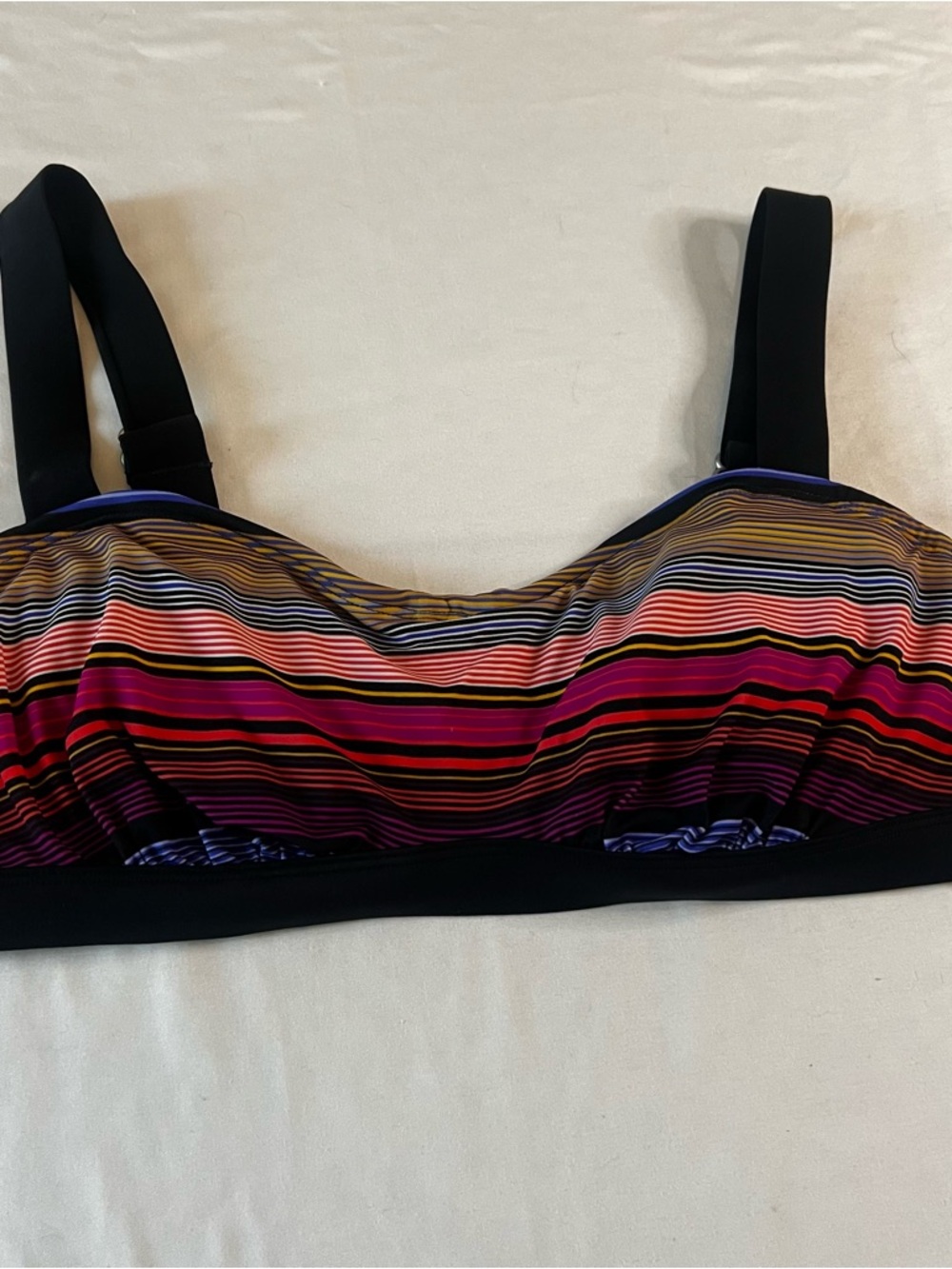 Athleta Striped Underwire‎ Bikini Swim Top 38B/C Multicolor Adjustable Straps
